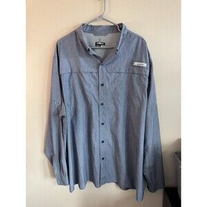 Habit Men's 2XL Blue Plaid Long Sleeve Button-Up Fishing Shirt UV Protection